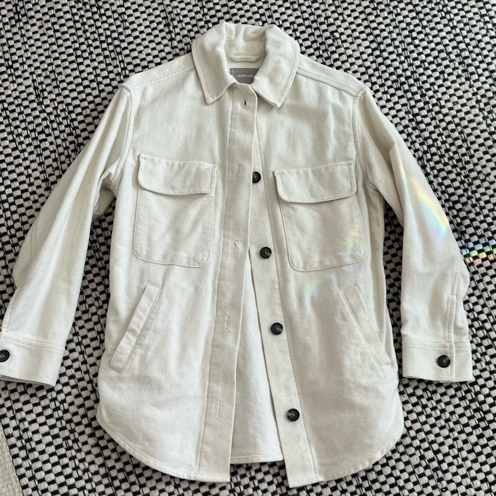 Everlane Ivory Oversized Flannel Shirt Jacket Small